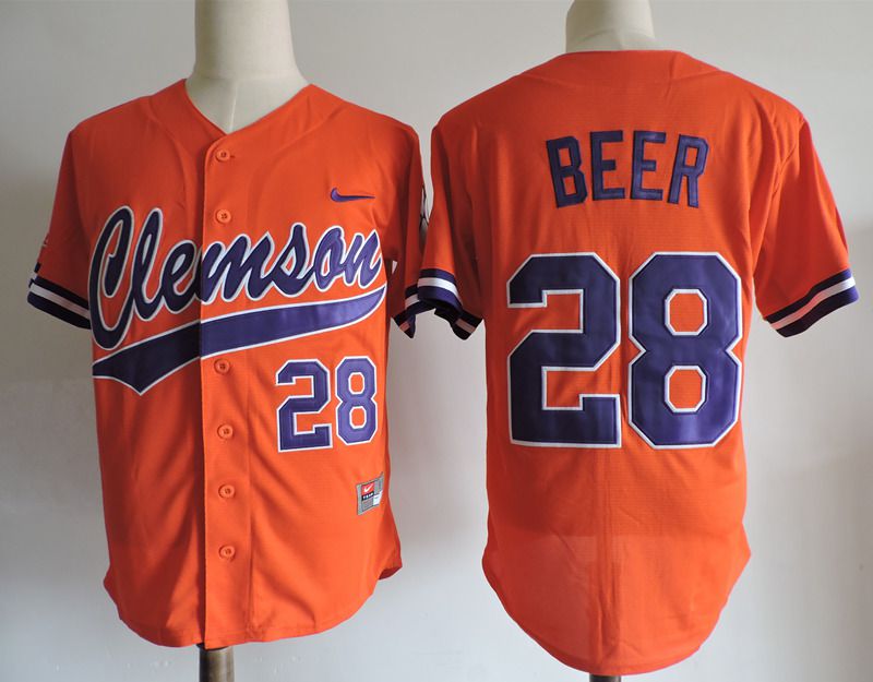 Men Clemson Tigers #28 Beer Orange Nike 2025 NCAA Jersey